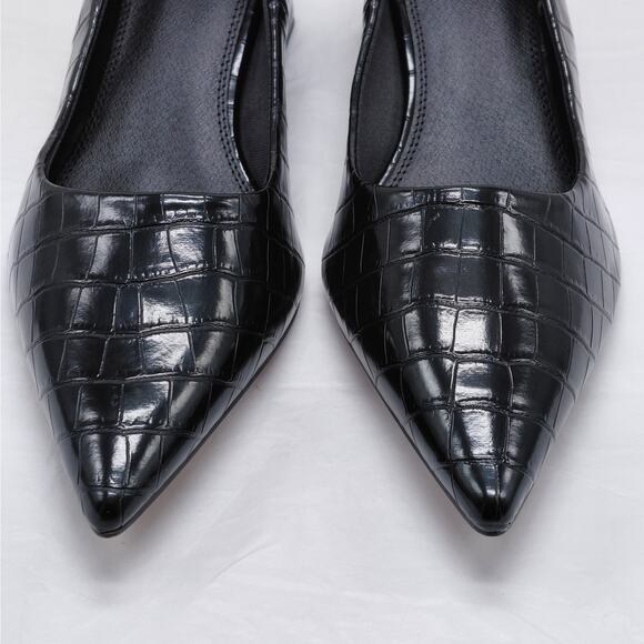ASOS Design Croc Embossed Block Heel Pumps Women's 10 Black Pointed Toe Chic - Picture 5 of 11
